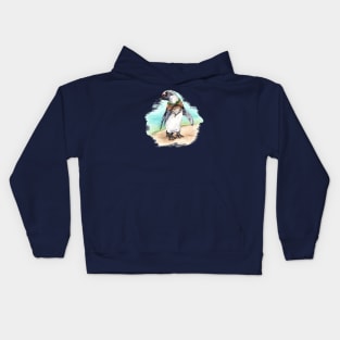 South African Penguin on the Beach Kids Hoodie